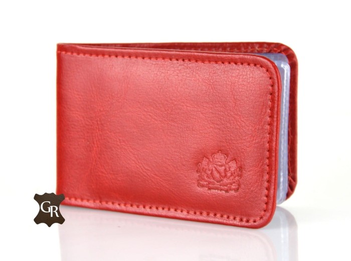 Polski skórzany Wizytownik marki E-3 CZERWONY