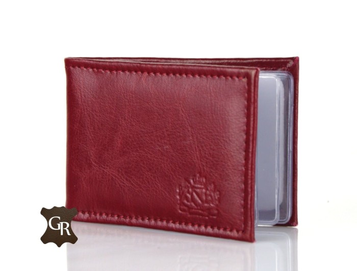 Polskie skórzane Etui na karty E-5 BORDO