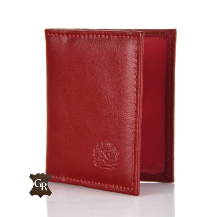 Polskie skórzane Etui na karty E-4 CZERWONY