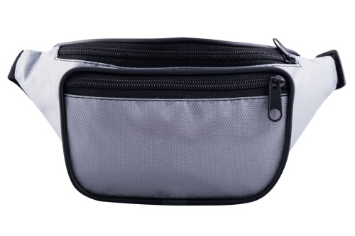 nerka, saszetka na biodro, metaliczna, srebrna