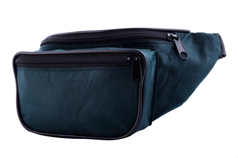 nerka, saszetka na biodro, metaliczna, zielona