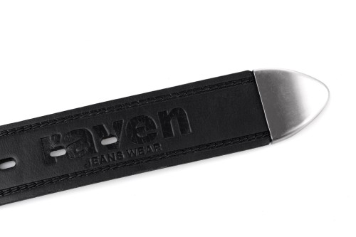 Pasek skórzany, czarny, Raven Jeans Wear