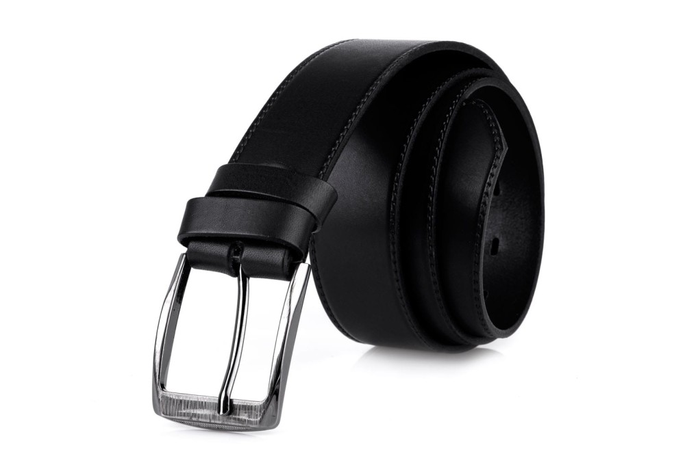 Klasyczny pasek męski ze skóry, czarny