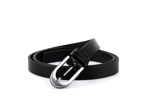 Klasyczny pasek damski ze skóry, czarny