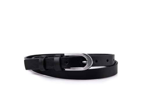 Klasyczny pasek damski ze skóry, czarny