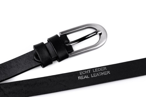 Klasyczny pasek damski ze skóry, czarny