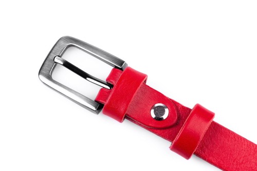 Klasyczny pasek damski ze skóry, czerwony