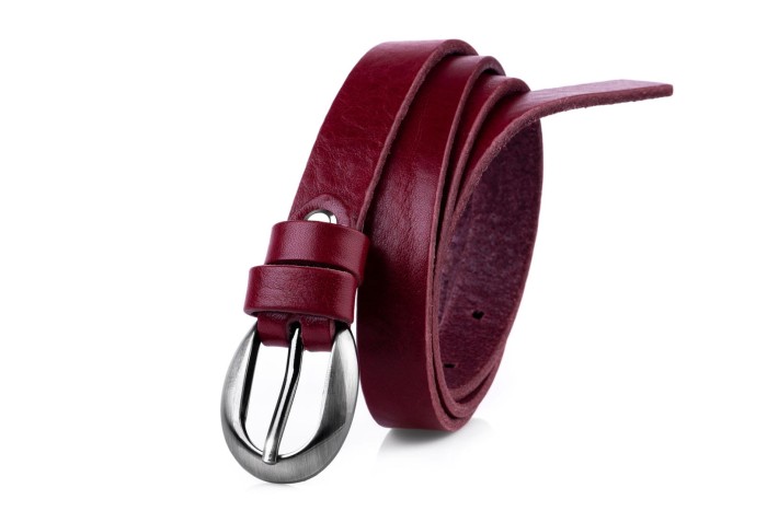 Pasek damski skórzany klasyczny bordowy 2 cm paczka 10szt