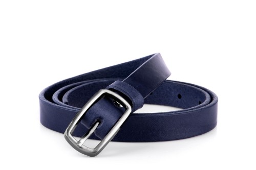 Klasyczny pasek damski ze skóry, granatowy