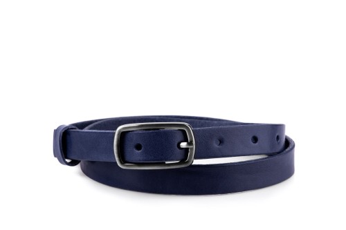 Klasyczny pasek damski ze skóry, granatowy