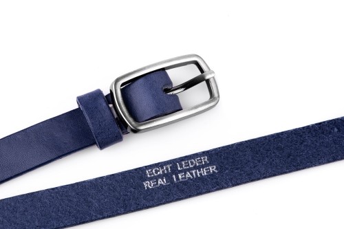 Klasyczny pasek damski ze skóry, granatowy