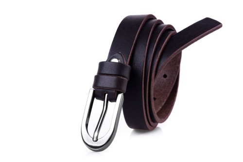 Pasek damski skórzany klasyczny choco 2 cm paczka 10szt