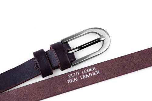 Klasyczny pasek damski ze skóry, brązowy