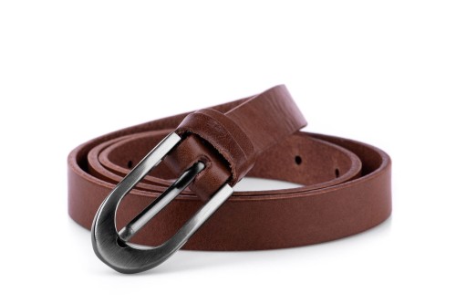 Klasyczny pasek damski ze skóry, koniak