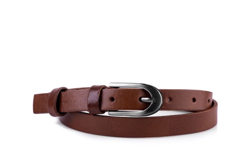 Klasyczny pasek damski ze skóry, koniak