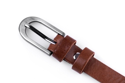 Klasyczny pasek damski ze skóry, koniak