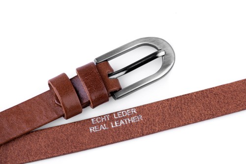 Klasyczny pasek damski ze skóry, koniak