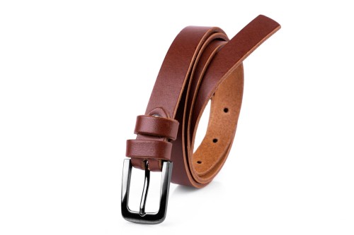 Klasyczny pasek damski ze skóry, rudy