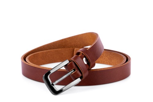 Klasyczny pasek damski ze skóry, rudy