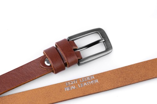 Klasyczny pasek damski ze skóry, rudy