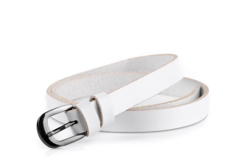 Klasyczny pasek damski ze skóry, biały