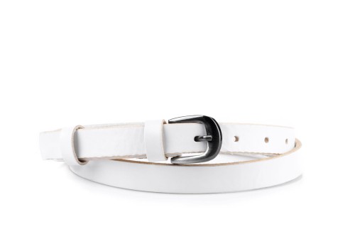 Klasyczny pasek damski ze skóry, biały