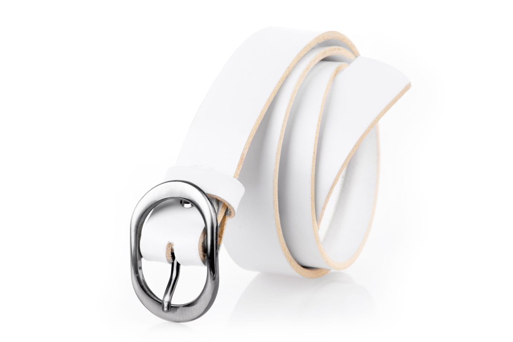 Klasyczny pasek damski ze skóry, biały