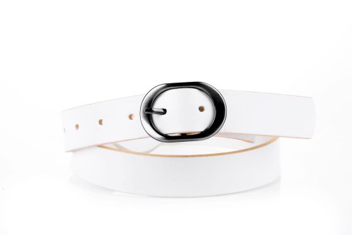Klasyczny pasek damski ze skóry, biały