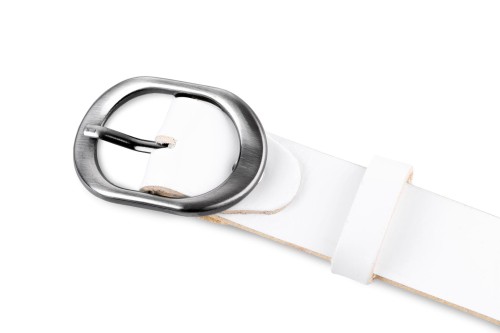 Klasyczny pasek damski ze skóry, biały