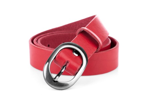 Klasyczny pasek damski ze skóry, czerwony