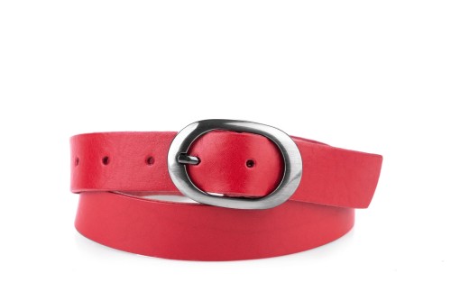 Klasyczny pasek damski ze skóry, czerwony