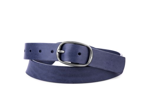 Klasyczny pasek damski ze skóry, granatowy