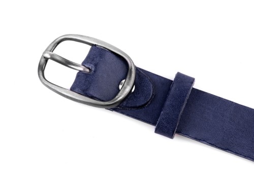 Klasyczny pasek damski ze skóry, granatowy
