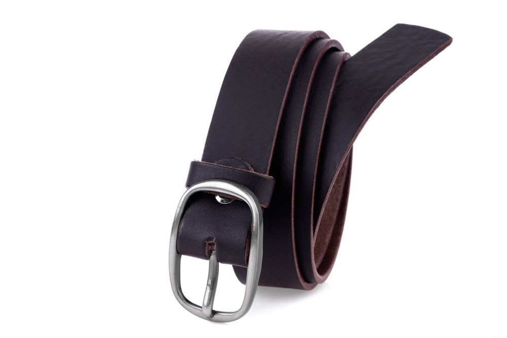 Klasyczny pasek damski ze skóry, brązowy