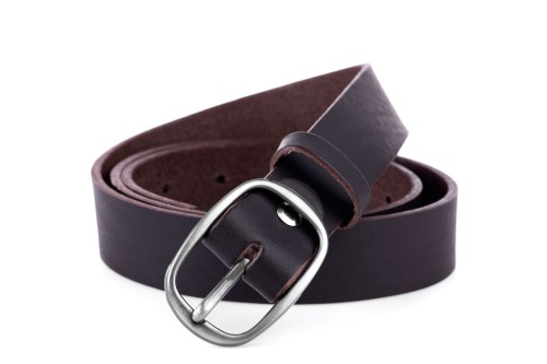 Klasyczny pasek damski ze skóry, brązowy