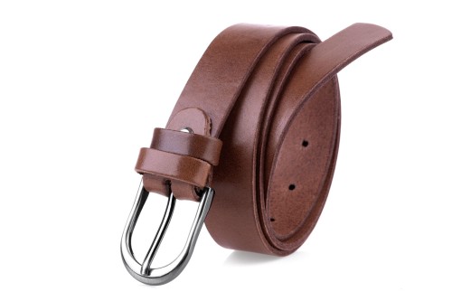 Klasyczny pasek damski ze skóry, koniak