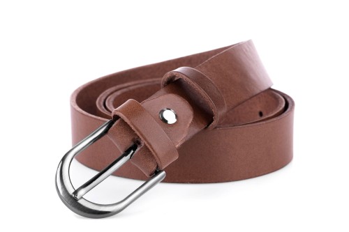 Klasyczny pasek damski ze skóry, koniak