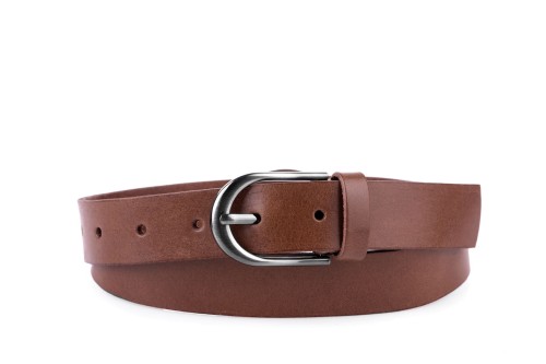 Klasyczny pasek damski ze skóry, koniak