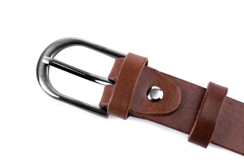 Klasyczny pasek damski ze skóry, koniak