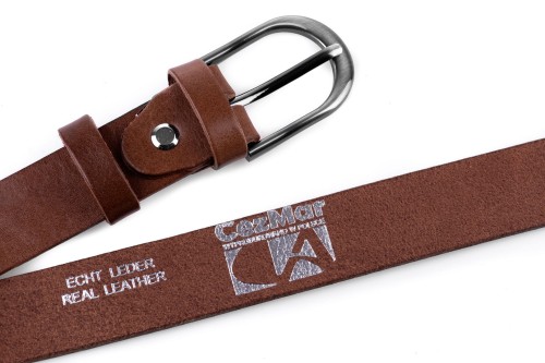 Klasyczny pasek damski ze skóry, koniak