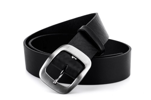 Klasyczny pasek damski ze skóry, czarny