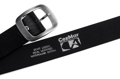Klasyczny pasek damski ze skóry, czarny