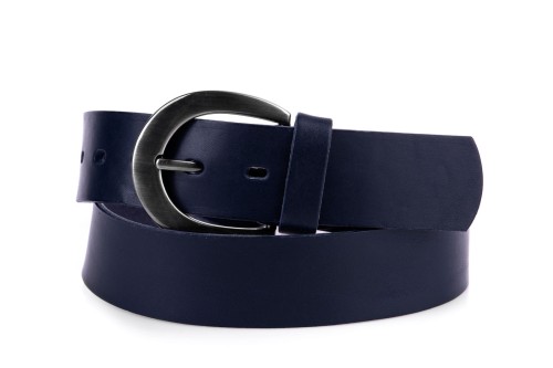 Klasyczny pasek damski ze skóry, granatowy
