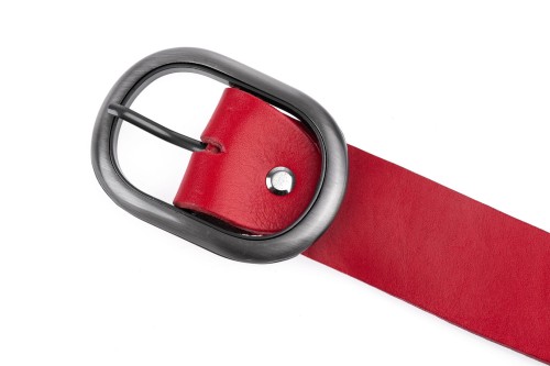 Klasyczny pasek damski ze skóry, czerwony