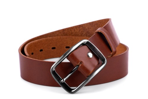 Klasyczny pasek damski ze skóry, koniak