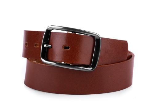 Klasyczny pasek damski ze skóry, koniak