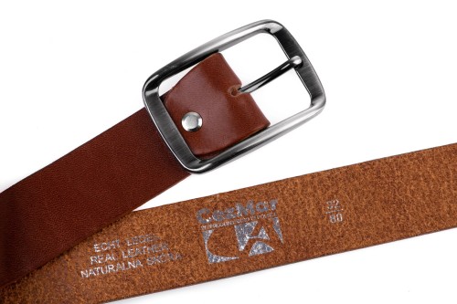 Klasyczny pasek damski ze skóry, koniak