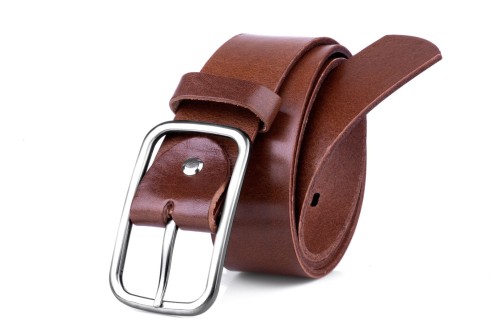 Klasyczny pasek damski ze skóry, brązowy