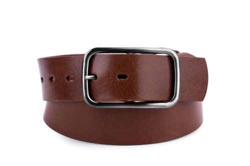 Klasyczny pasek damski ze skóry, brązowy