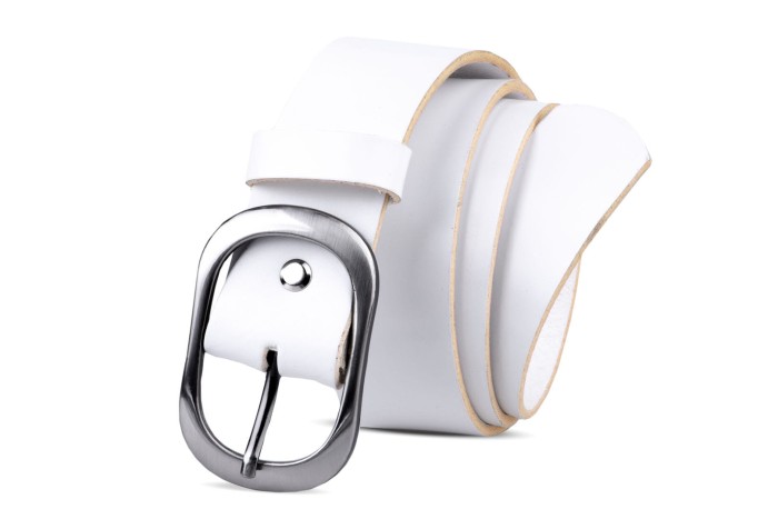 Pasek damski skórzany klasyczny biały 4 cm paczka 10szt